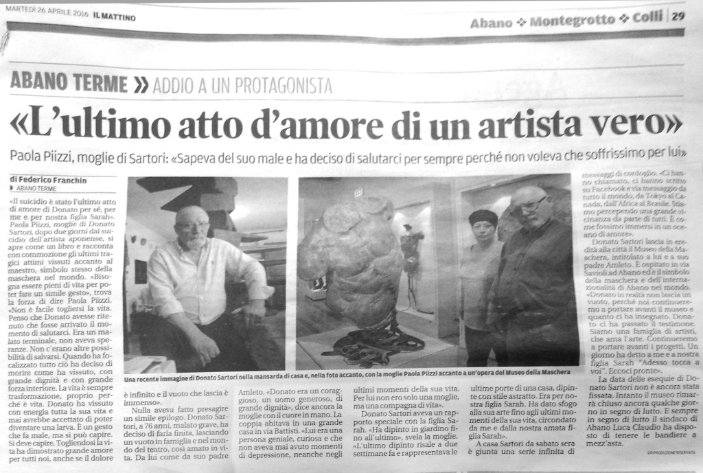 articolo la scomparsa di Donato Sartori